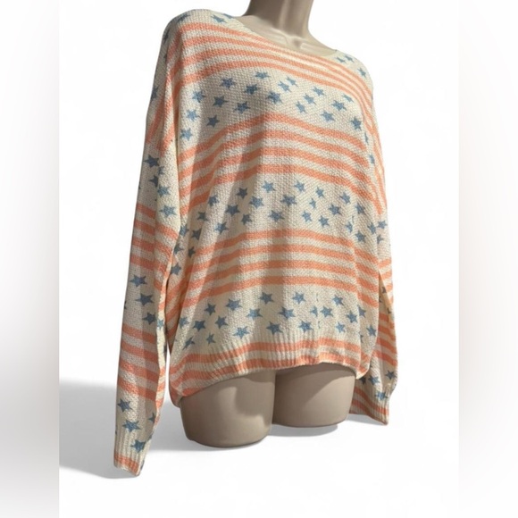 POL Sweaters - POL American Flag Sweater Stars Stripes Lightweight Knit Oversized Boho medium